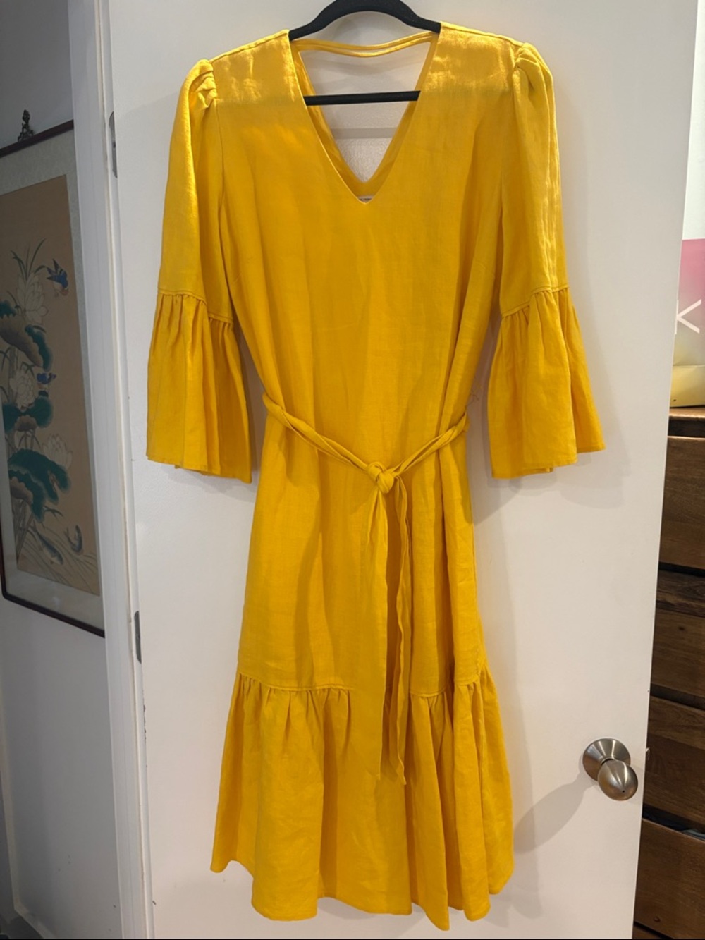 Country Road Sunshine Yellow Ruffle Hem Midi Dress